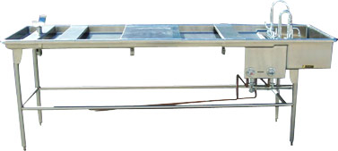 Silver Rectangular Stainless Steel Polished Autopsy Table, for Hospital, Feature : Fine Finishing