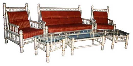 Pearl White Wooden Sofa Set