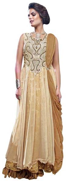 Designer Gown in Beige Color, for New