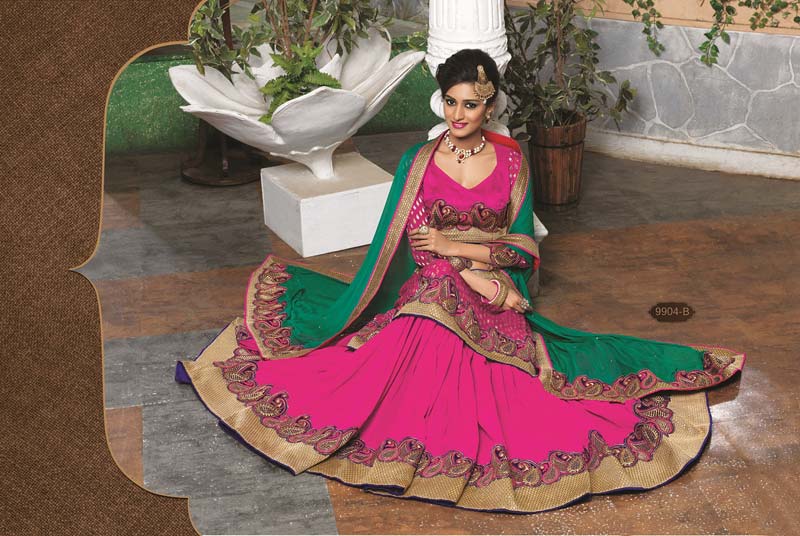 Rani Embroidered Viscose Semi Stitched Designer Lehenga Choli With Blouse