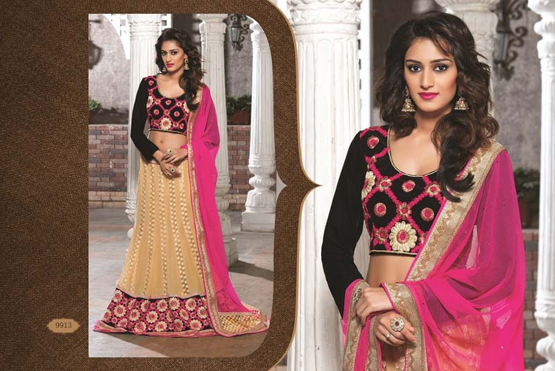 Chikoo Heavy Embroidered and handworked Georgette Semi Stitched Designer Lehenga Choli With Blouse