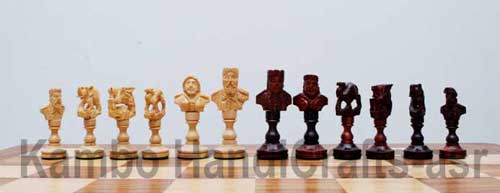 Kambo Handicrafts Sheesham Wood Themed Chess Pieces, Feature : Look graceful for gifting