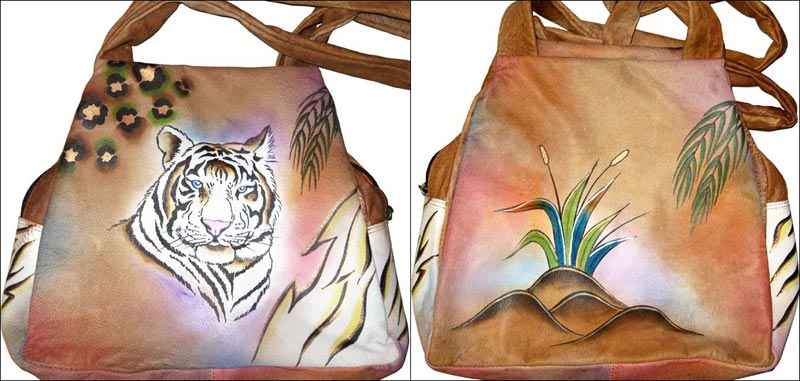 14HP White Tiger Hand Painted Wide Totes