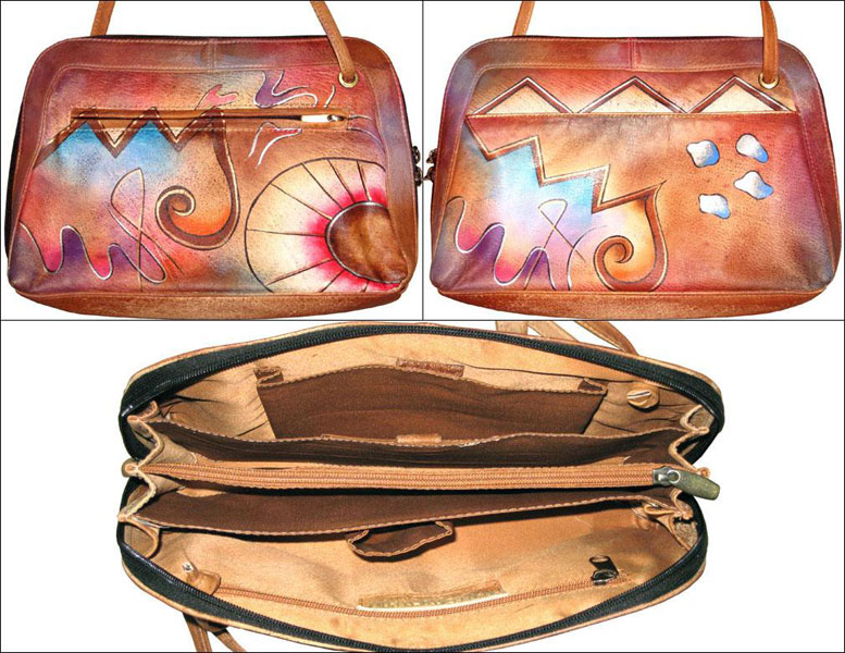 75HP Abstract Hand Painted Leather Handbags, Size : 16x16inch, 16x14inch, 14x14