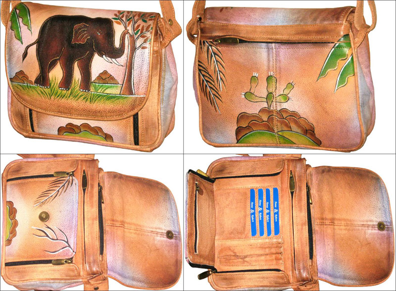 7HP Elephant Hand Painted Leather Handbags