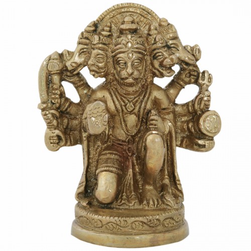 Brass Panchmukhi Sitting Hanuman