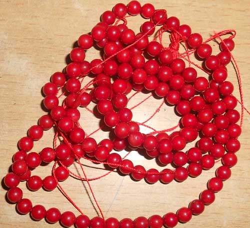 Polished Coral Mala, for Puja, Size : 12mm, 16mm, 20mm, 24mm, 8mm