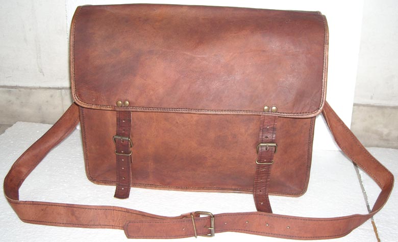 Vintage Goat Leather Laptop Bag, Vintage Goat Leather Office Bag