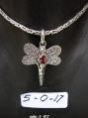 5-017.Sweelo S.S Garnet Dragonfly Pendant