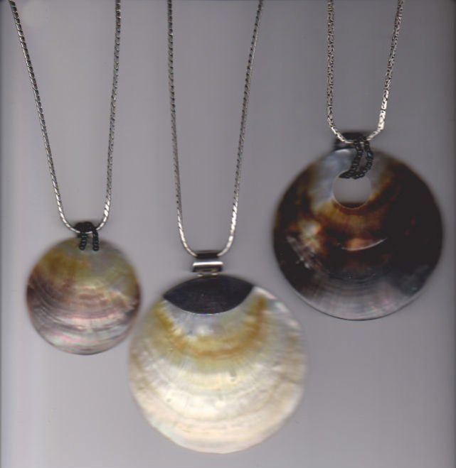 Swee Lo Handcrafter Shell Pendant With Sterling Silver Chain Necklace