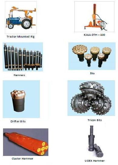DTH hammers, Button Bits, DTH drilling rigs, tractor mounted rigs, wagon drills, crawler drills and pneumatic tools.