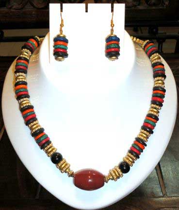 Wood Bead Necklace : WB-Stone-SM01