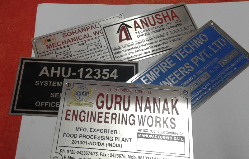 STEEL MACHINE NAME PLATES Grade 304 At Rs 100 In Delhi ID 2745457