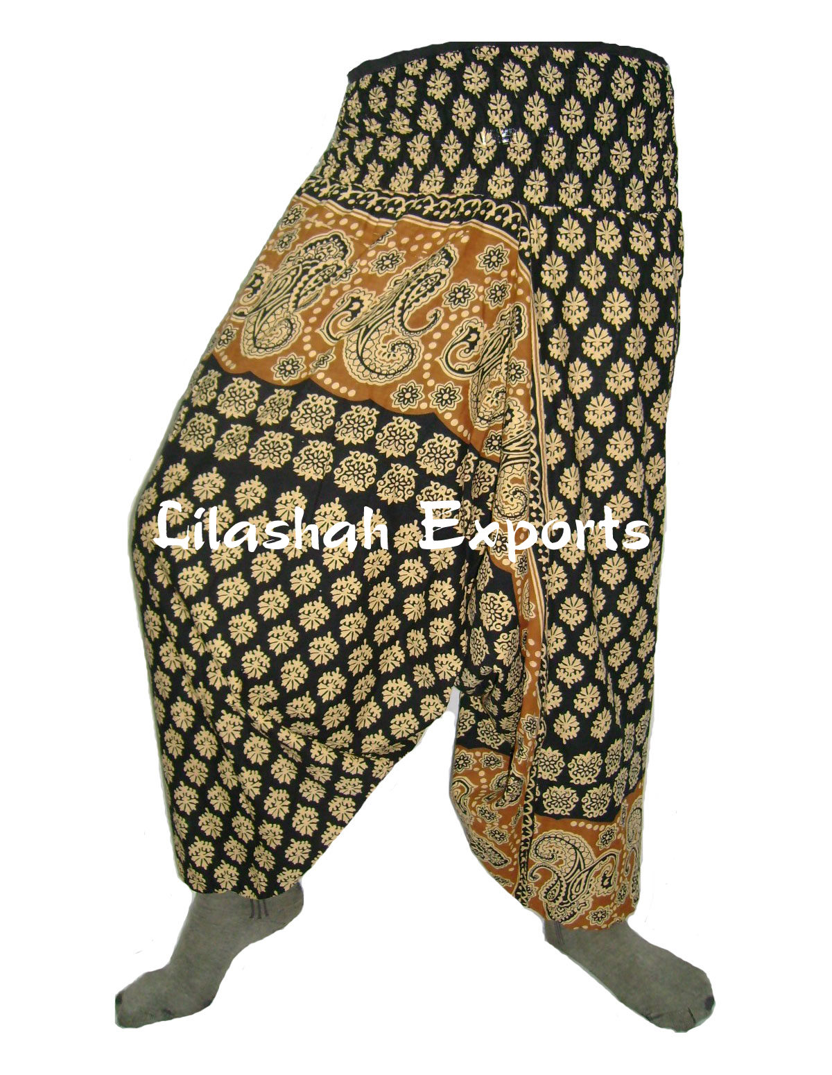 Cotton Pritned Alibaba Pant Sarouel trousers alonalgadon agano coton vetement ropa Jaipur print Smoke Dresses JP2100