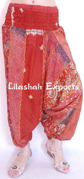 Vintage Saree, Silk Saree Aladdin Pants Pantalon Trouser, Afgani Trousers, Baba Cool Vetement Ropa  - (2103)