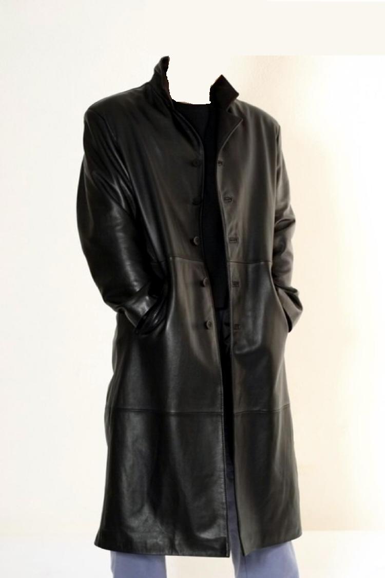 leather long coat