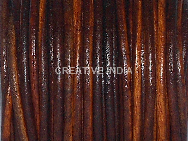 3mm Round Leather Tie-N-Die Finish Leather Cord