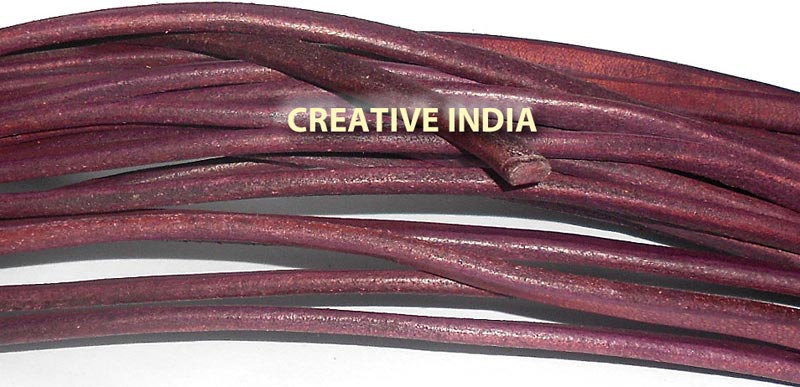 Colored Oval Leather Plain Round Cords