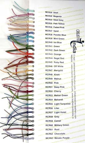 Coloured Leather Cords - Shade Cards