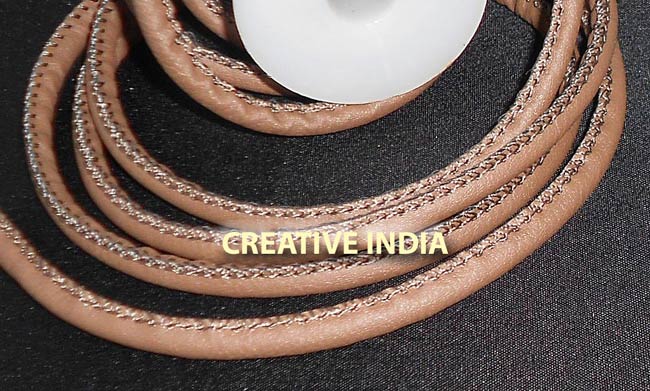 Leather Chord Sewn, Nappa, Light Brown Round Bracelets Cords