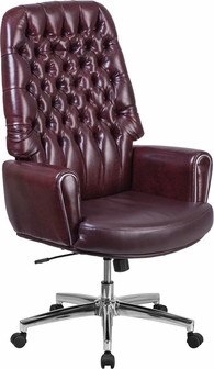 Traditional Tufted Burgundy Swivel Chair