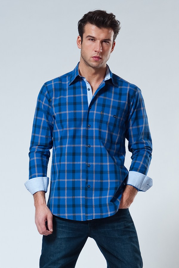Navy Blue Checked Mens Shirts by Tonelli Shirts, Navy Blue Checked Mens ...
