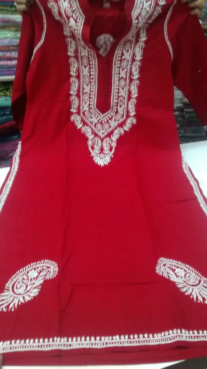 Cotton Lucknowi Chikan Kurtis, Style : Indian