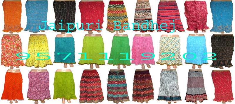 Block Print Crinkle Rajasthani Skirts