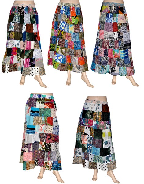Cotton Long Skirts with Patch Work