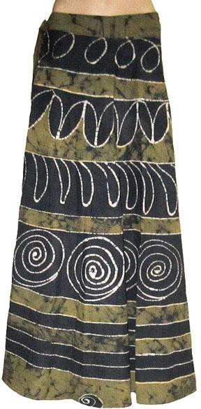 Batik Printed Long Cotton Wrap Skirt, Length : 38-40 Inches