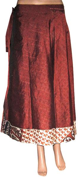 Two Layer Long Vintage Silk Magic Wrap Skirt