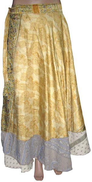 Two Layer Silk Wraparound Skirt