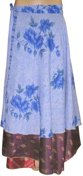Vintage Indian Two Layer Boho Hippi Magic Silk Wrap Skirt