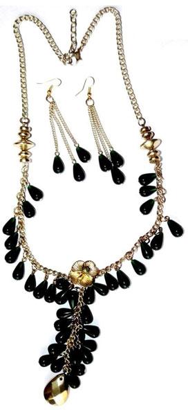 Black Necklace, Earrings