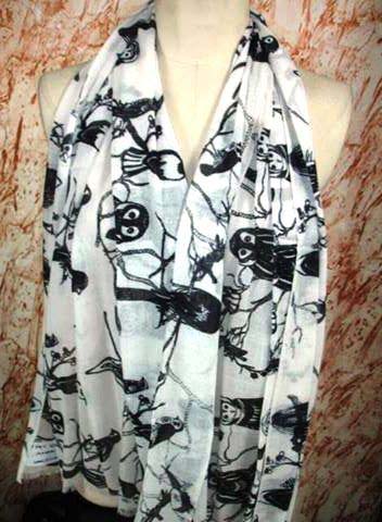 Polyster Scarves with Owl Print