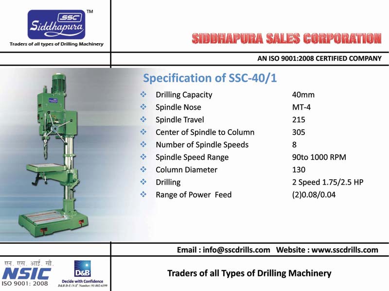 All Gear Pillar Drill Model No-ssc-40/1