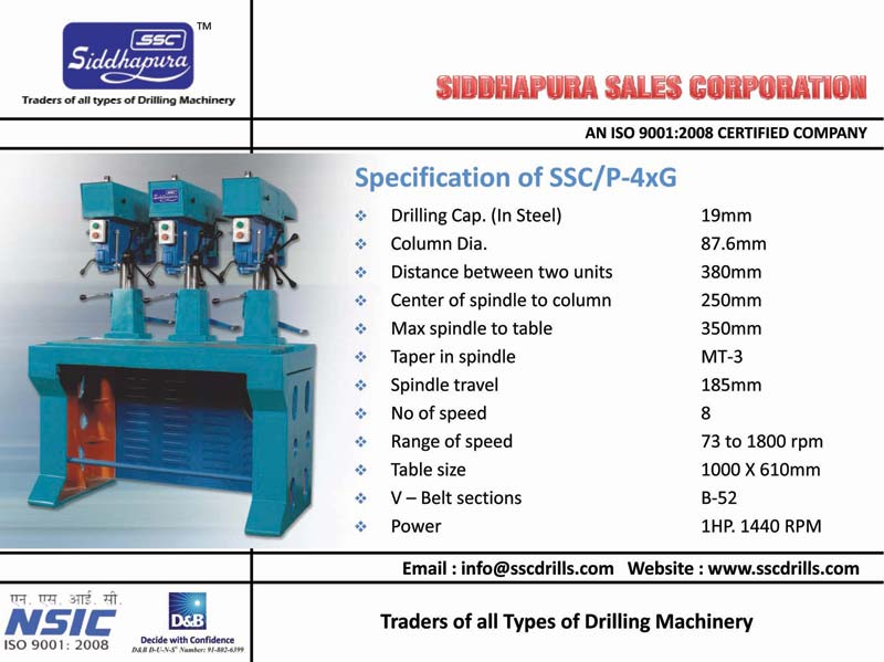 Siddhapura 25mm Cap Gang Drilling Machine