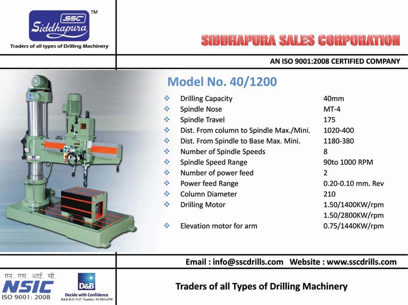 Siddhapura 40mm Cap all Gear Radial Drilling Machine