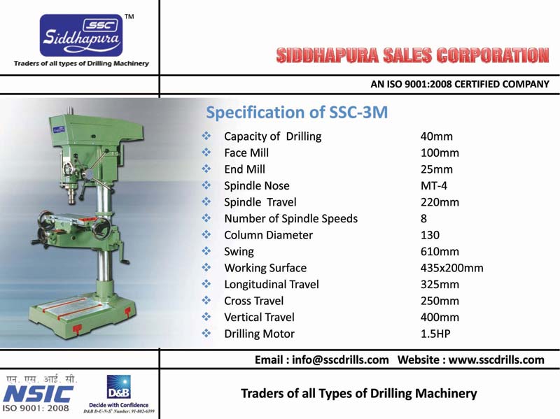 Siddhapura Vertical Drilling Cum Milling Machine with Auto Feed
