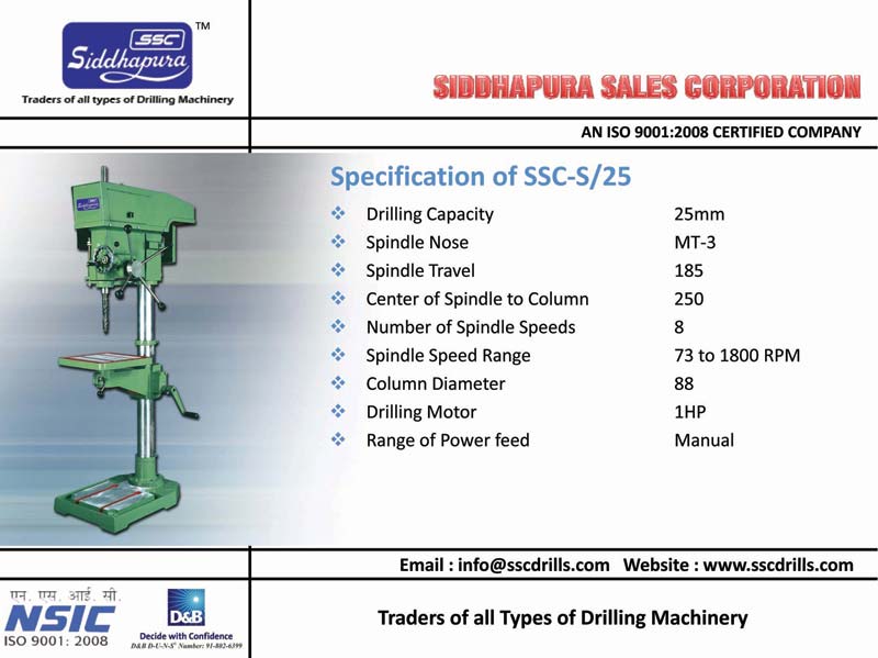 Square Pillar Drill with 25mm Cap
