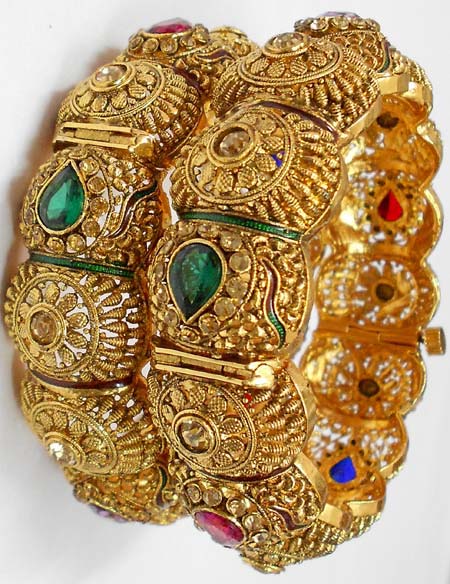 Gold Polished Plain Polki Bangles, Style Type : Jewellery
