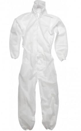 Polypropylene Disposable Coverall, Feature : Front zipper with flap, Front back pockets, hood