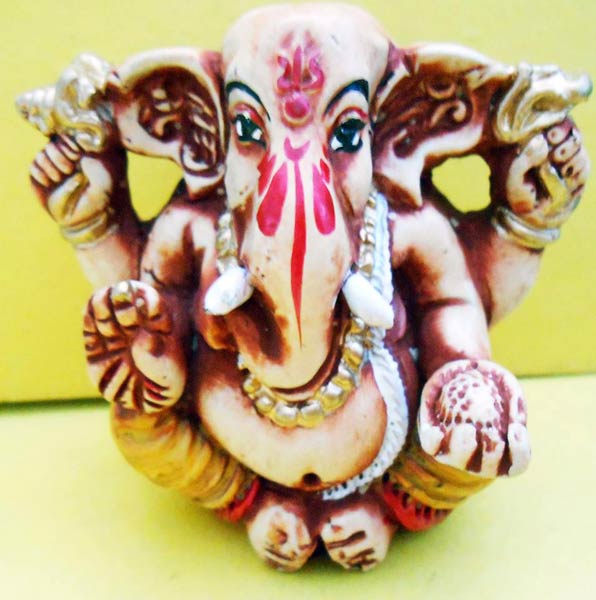 Handmade Terracotta Ganesha Colored with Wax Finish :(small Sized Gift Item)