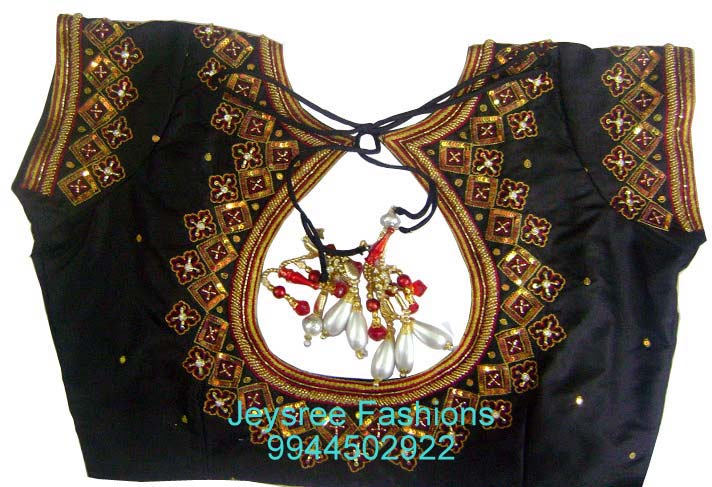 Aari Hand Embroidered Black Color Un-stitched Designer Blouse Material
