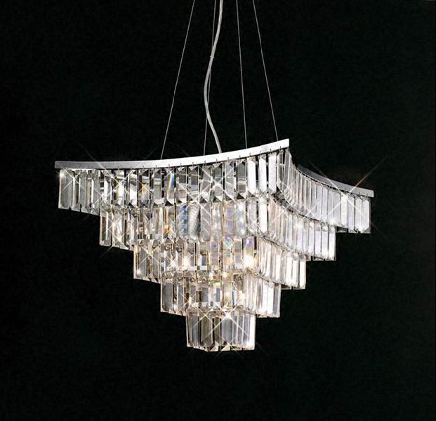 Square crystal pendant chandelier