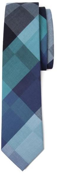 Big Check Plaid Tie - Blue