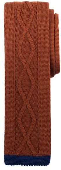 Center Line Cable Knit Wool Tie Rust Blue