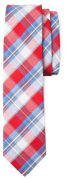 Designer Plaid Tie - Red