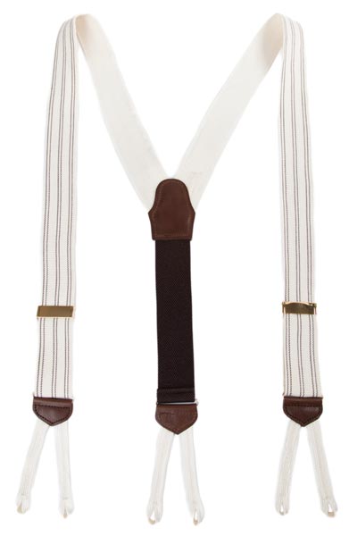 Handmade Cotton Suspenders Made in Usa Taupe Stripe