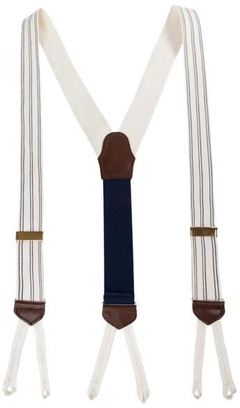 Handmade Cotton Suspenders Navy Stripe Made in USA
